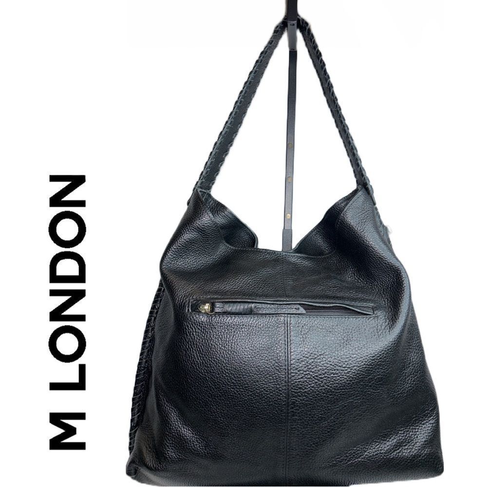 M.‎ London Black Pebbled Leather Shoulder or Tote Bag - Picture 2 of 4